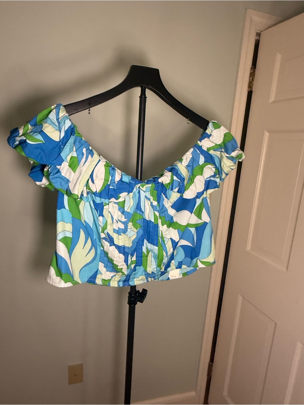 Maeve by Anthropologie Blue & Green Floral Ruffle Crop Top – Size 2X – NWT